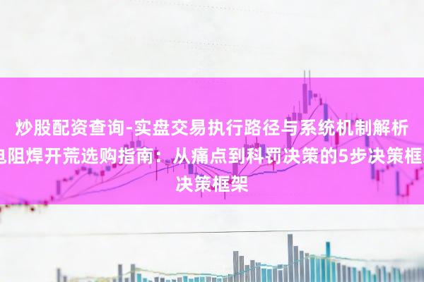 炒股配资查询-实盘交易执行路径与系统机制解析 电阻焊开荒选购指南：从痛点到科罚决策的5步决策框架