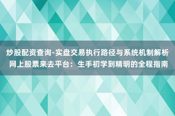 炒股配资查询-实盘交易执行路径与系统机制解析 网上股票来去平台：生手初学到精明的全程指南